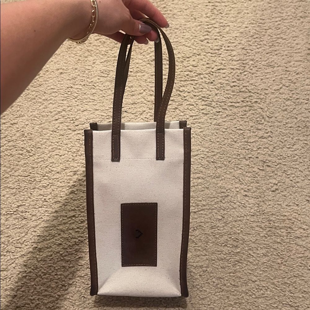 Elegant Cream and Brown leather Bag - Picture 5 of 6